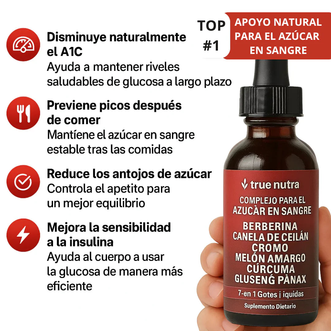 Complejo 7-en-1 de Azucar en Sangre: Controlá tu azúcar. Recuperá tu energía.