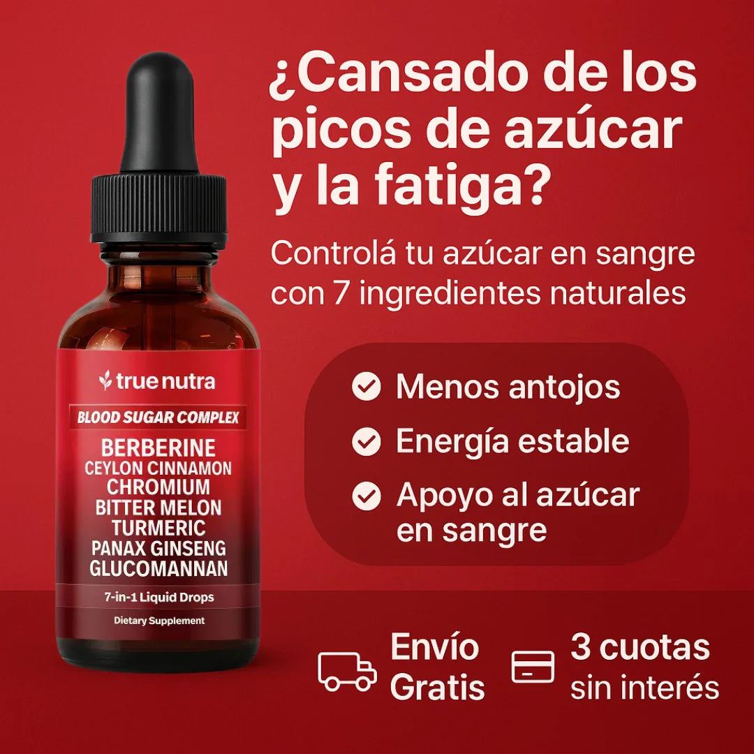 Complejo 7-en-1 de Azucar en Sangre: Controlá tu azúcar. Recuperá tu energía.
